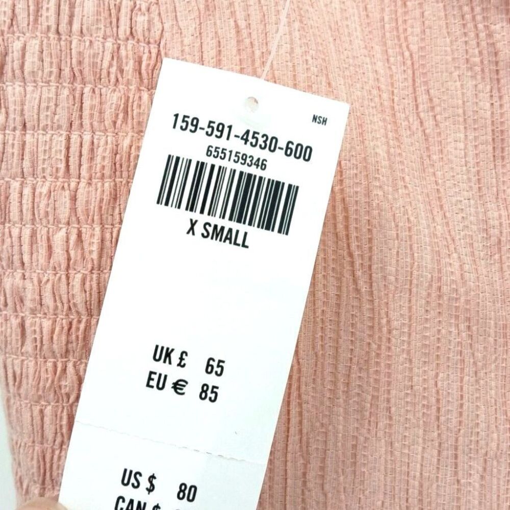 Ballet Blush Pink Twist Front Crinkle Textured Mini Dress XS Coquette Feminine - Picture 7 of 11